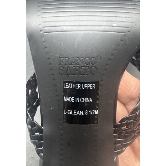 Franco Sarto Sandal Womens 8.5M Black Leather Slide On Open Toe Heel Sandal - Picture 9 of 16